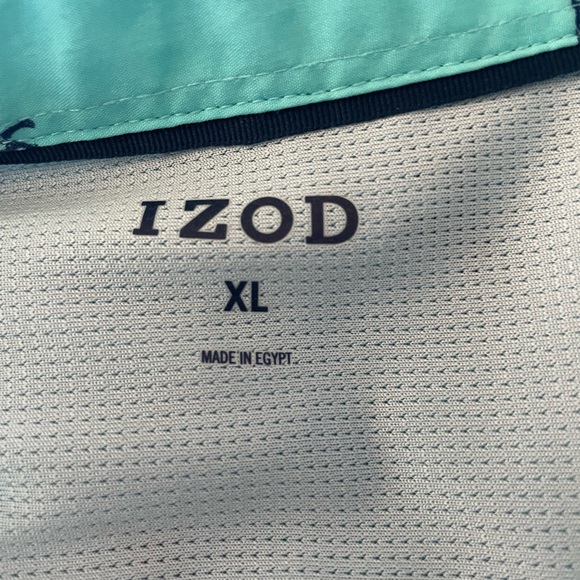 Izod Men's Teal Dog Print Casual Button Down Short Sleeved Shirt, XL - Picture 4 of 6